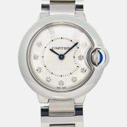Cartier Ballon Bleu WE902073 Quartz Silver Stainless Steel Diamond Women's Wristwatch 28 mm