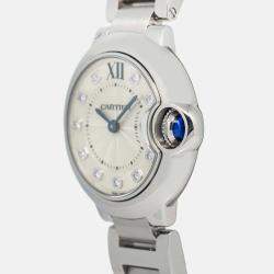 Cartier Ballon Bleu WE902073 Quartz Silver Stainless Steel Diamond Women's Wristwatch 28 mm