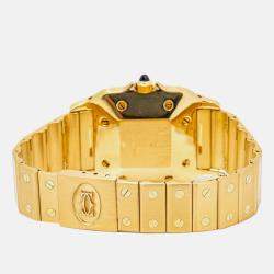 Cartier Santos 2960 Automatic White 18k Yellow Gold Women's Wristwatch 29 mm