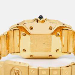 Cartier Santos 2960 Automatic White 18k Yellow Gold Women's Wristwatch 29 mm