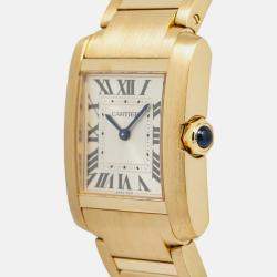 Cartier Tank Francaise WGTA0113 Quartz Silver 18k Yellow Gold Women's Wristwatch 27 mm