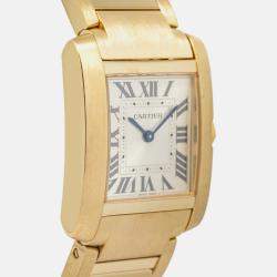 Cartier Tank Francaise WGTA0113 Quartz Silver 18k Yellow Gold Women's Wristwatch 27 mm