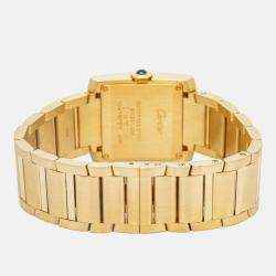 Cartier Tank Francaise WGTA0113 Quartz Silver 18k Yellow Gold Women's Wristwatch 27 mm