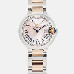 Cartier Ballon Bleu W6920034 Automatic MOP 18K Rose Gold Stainless Steel Women's Wristwatch 28 mm