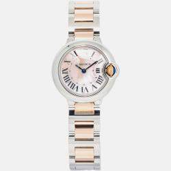 Cartier Ballon Bleu W6920034 Automatic MOP 18K Rose Gold Stainless Steel Women's Wristwatch 28 mm