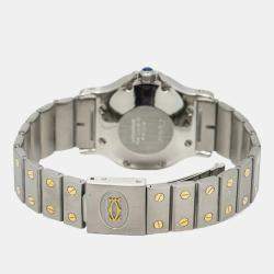 Cartier Santos Octagon Automatic White 18k Yellow Gold Stainless Steel Women's Wristwatch 29 mm