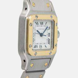 Pre Owned Cartier Santos 1170902 Automatic White 18K Yellow Gold Stainless Steel Women's Wristwatch 24mm