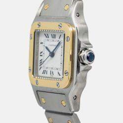 Pre Owned Cartier Santos 1170902 Automatic White 18K Yellow Gold Stainless Steel Women's Wristwatch 24mm