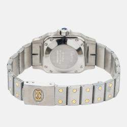 Pre Owned Cartier Santos 1170902 Automatic White 18K Yellow Gold Stainless Steel Women's Wristwatch 24mm