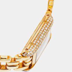 Cartier Tank Allongee W15007K3 Automatic White 18k Yellow Gold Diamond Women's Wristwatch 14x28mm