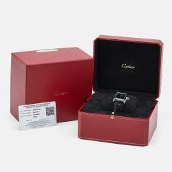 Pre Owned Cartier Black Stainless Steel Alligator Leather Tank Must WSTA0072 Women's Wristwatch 25.5 mm