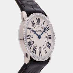 Pre Owned Cartier Ronde Louis Cartier WR000251 Quartz White 18k White Gold Women's Wristwatch 29mm