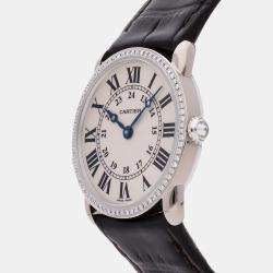 Pre Owned Cartier Ronde Louis Cartier WR000251 Quartz White 18k White Gold Women's Wristwatch 29mm