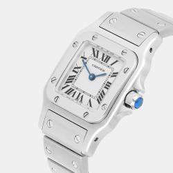 Pre Owned Cartier Santos Galbee W20056D6/1565 Quartz Silver Stainless Steel Women's Wristwatch 24 mm