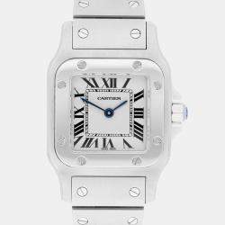 Pre Owned Cartier Santos Galbee W20056D6/1565 Quartz Silver Stainless Steel Women's Wristwatch 24 mm