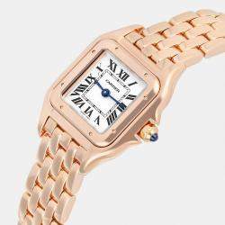 Pre Owned Cartier Panthere WGPN0006 Quartz Silver 18K Rose Gold Women's Wristwatch 23mm