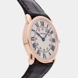 Pre Owned Cartier Ronde Louis Cartier W6800151 Quartz Cream 18k Rose Gold Women’s Wristwatch 29mm.