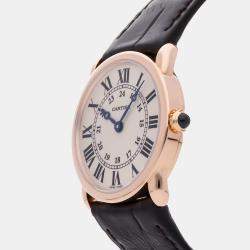 Pre Owned Cartier Ronde Louis Cartier W6800151 Quartz Cream 18k Rose Gold Women’s Wristwatch 29mm.