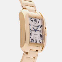 Pre Owned Cartier Tank W5310015 Automatic Silver 18k Yellow Gold Women’s Wristwatch 29 mm