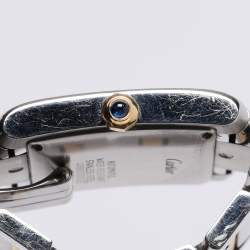 Pre Owned Cartier Silver 18k Yellow Gold Stainless Steel Tank Francaise W51005Q4 Women's Wristwatch 28mm
