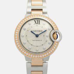 Pre Owned Cartier Ballon Bleu WE902077 Automatic Silver 18k Rose Gold Women's Wristwatch 32.5 mm