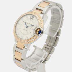 Pre Owned Cartier Ballon Bleu WE902077 Automatic Silver 18k Rose Gold Women's Wristwatch 32.5 mm