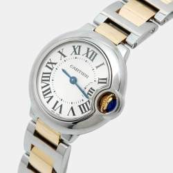 Pre Owned ساعة يد نسائية كارتييه بالون بلو W2BB0010 ستانلس ستيل وذهب أصفر عيار 18 فضية 28 مم