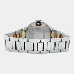 Pre Owned ساعة يد نسائية كارتييه بالون بلو W2BB0010 ستانلس ستيل وذهب أصفر عيار 18 فضية 28 مم