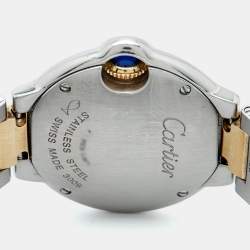 Pre Owned ساعة يد نسائية كارتييه بالون بلو W2BB0010 ستانلس ستيل وذهب أصفر عيار 18 فضية 28 مم