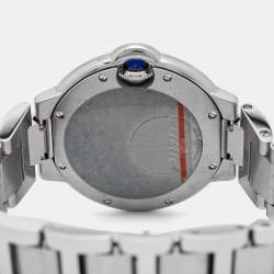 Pre Owned Cartier Ballon Bleu W4BB0016 Silver Dial Diamond Stainless Steel Women's Wristwatch 33 mm
