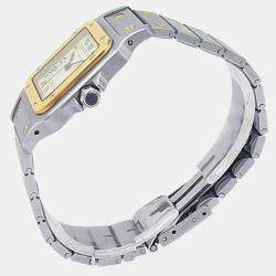 Pre Owned Cartier Santos 2961 White 18K Yellow Gold Stainless Steel Women’s Wristwatch 29 mm
