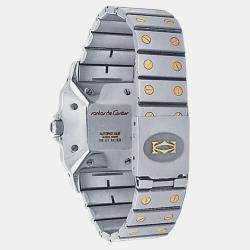 Pre Owned Cartier Santos 2961 White 18K Yellow Gold Stainless Steel Women’s Wristwatch 29 mm