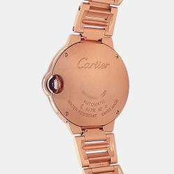 Pre Owned Cartier Ballon Bleu WE902062 Automatic Silver Diamond 18K Rose Gold Women’s Wristwatch 33 mm