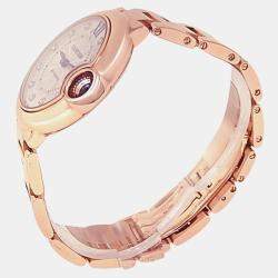 Pre Owned Cartier Ballon Bleu WE902062 Automatic Silver Diamond 18K Rose Gold Women’s Wristwatch 33 mm