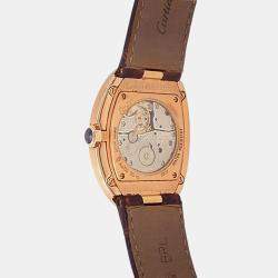 Pre Owned Cartier Baignoire W8000002 Automatic Silver 18K Rose Gold Women’s Wristwatch 34 mm