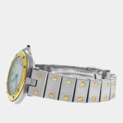 Pre Owned Cartier Santos Ronde 8191 Quartz White 18k Yellow Gold Stainless Steel Women's Wristwatch 27 mm