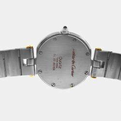 Pre Owned Cartier Santos Ronde 8191 Quartz White 18k Yellow Gold Stainless Steel Women's Wristwatch 27 mm