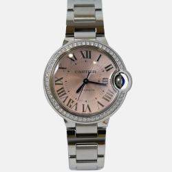 Pre Owned Cartier Ballon Bleu W4BB0037 Automatic Pink Stainless Steel Women's Wristwatch 33 mm