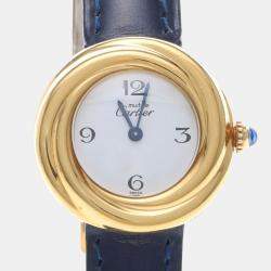 Pre Owned Cartier Trinity W1010844 Quartz Gold Plated Silver Womens Wristwatch 27 mm