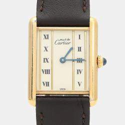 Pre Owned Cartier Tank Must W1002653 Quartz Gold Plated Silver Womens Wristwatch 23.5 mm