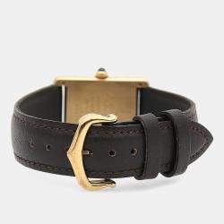 Pre Owned Cartier Tank Must W1002653 Quartz Gold Plated Silver Womens Wristwatch 23.5 mm