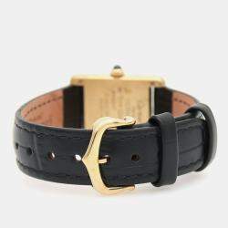 Pre Owned Cartier Tank Must W1003153 Quartz Gold Plated Silver Womens Wristwatch 20.5 mm