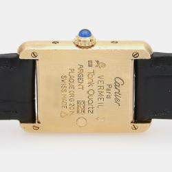 Pre Owned Cartier Tank Must W1003153 Quartz Gold Plated Silver Womens Wristwatch 20.5 mm