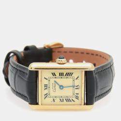 Pre Owned Cartier Tank Must W1003153 Quartz Gold Plated Silver Womens Wristwatch 20.5 mm