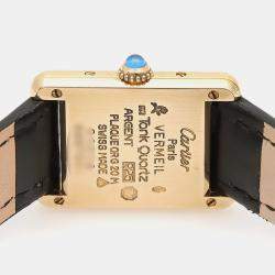 Pre Owned Cartier Tank Must W1003053 Quartz Gold Plated Silver Womens Wristwatch 20.5 mm