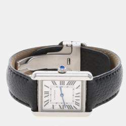 Pre Owned Cartier Tank Solo WSTA0030 Quartz Stainless Steel Womens Wristwatch 24.5 mm