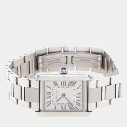 Pre Owned Cartier Tank Solo W5200013 Quartz Stainless Steel Womens Wristwatch 24 mm