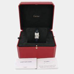 Pre Owned Cartier Tank Americaine WSTA0032 Quartz Stainless Steel Womens Wristwatch 15.5 mm