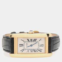 مملوكة مسبقًا Cartier Tank Americaine W2601456 Quartz Yellow Gold Women's Wristwatch 22.5 mm