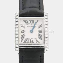 Pre Owned Cartier Tank Francaise WE100251 Quartz White Gold Women's Wristwatch 20.5 mm